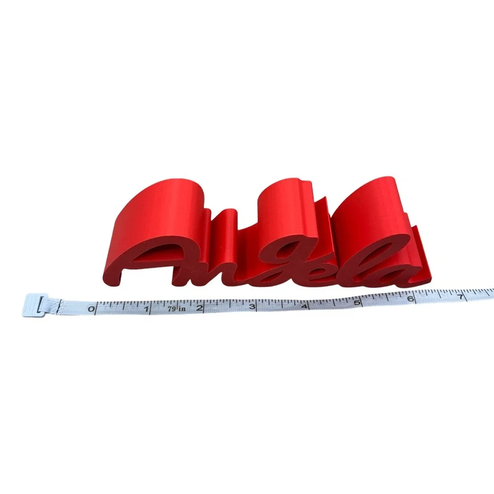 Custom Red 3D Printed Angela Name Sign Desk Decor Personalized Gift
